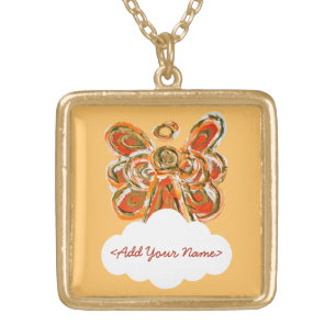Orange Guardian Angel Series Cloud Custom Necklace