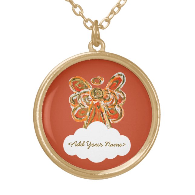 Orange Guardian Angel Series Cloud Custom Necklace (Front)