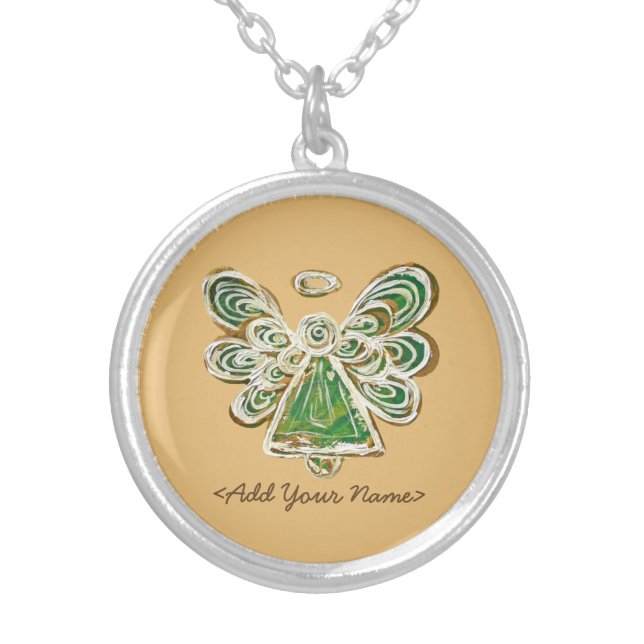 Orange Guardian Angel Series Sterling Necklace (Front)