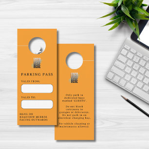 Orange Guest Parking Pass Custom Logo Mirror Door Hanger