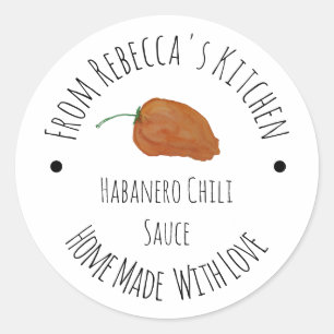 Orange Habanero Chili Homemade Sauce  Classic Round Sticker