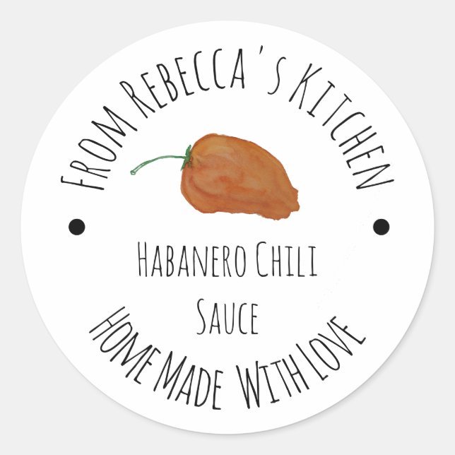Orange Habanero Chili Homemade Sauce  Classic Round Sticker (Front)