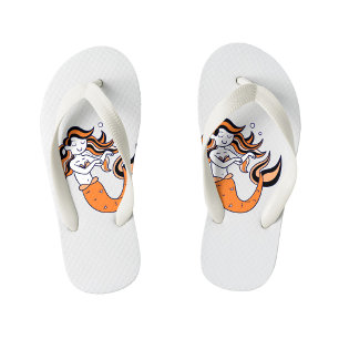 Orange Hair Mermaid Kid's Flip Flops