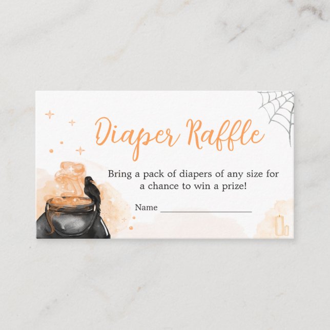 Orange Halloween A Baby is Brewing Diaper Raffle Enclosure Card (Front)