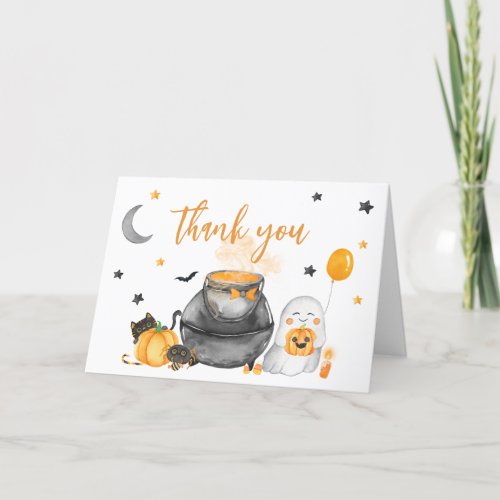 Orange Halloween A Little Boo Baby Shower  Thank You Card