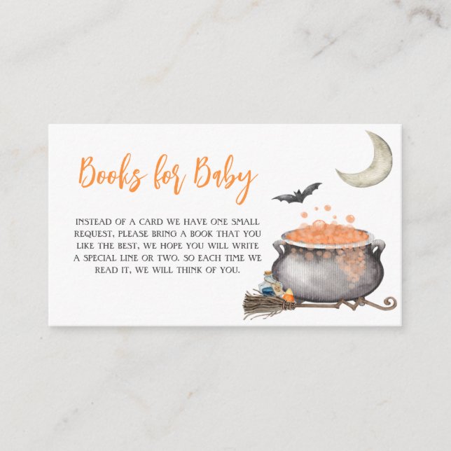 Orange Halloween Baby is Brewing Books for Baby Enclosure Card (Front)