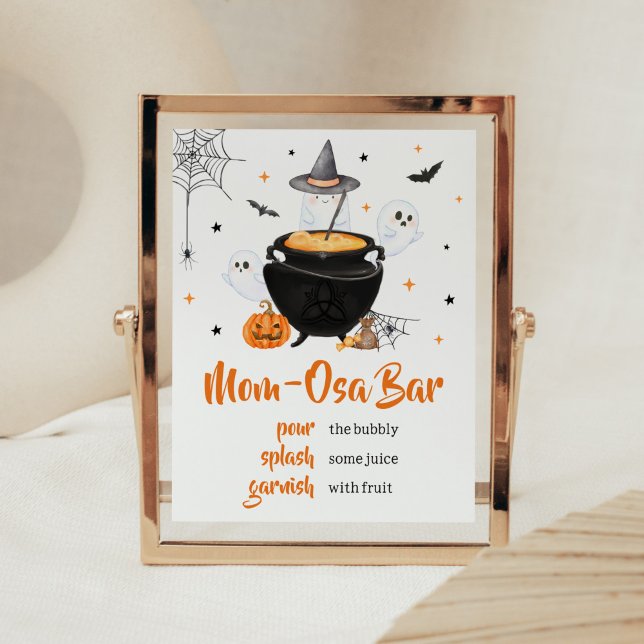 Orange Halloween Baby is Brewing Mom Osa Bar Poster (Baby is Brewing Baby Shower Mom Osa Bar Sign)