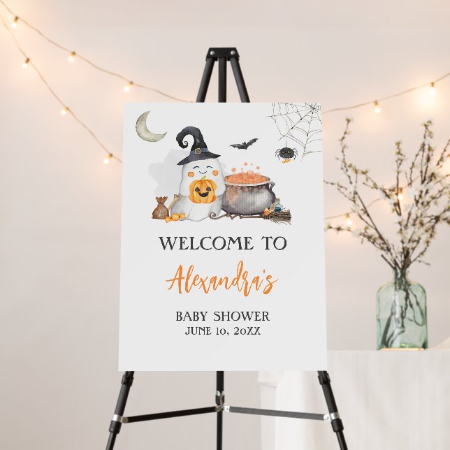 Orange Halloween Baby is Brewing Welcome Sign (In Situ (Stand))