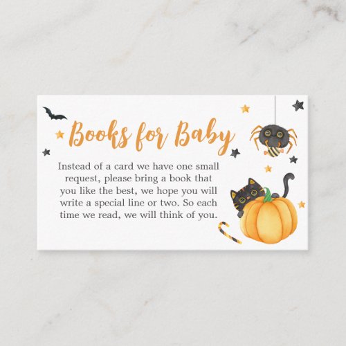 Orange Halloween Baby Shower Books for Baby Enclosure Card