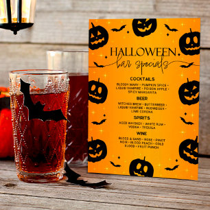 Orange Halloween Bar Specials Pumpkin & Bats Menu