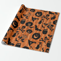 Orange Halloween Bat Pumpkin Witch Hat Owl Paper