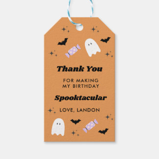 Orange Halloween Birthday Spooktacular Gift Tags