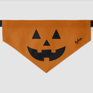 Orange Halloween Costume Jack-o-Lantern Face Pet Bandana Collar