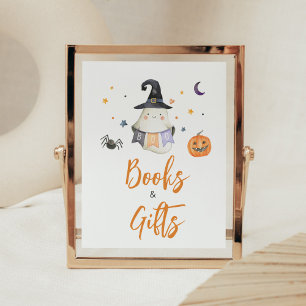 Orange Halloween Ghost Little Boo Books and Gifts Poster