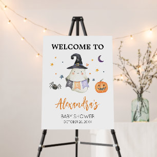 Orange Halloween Ghost Little Boo Welcome Sign