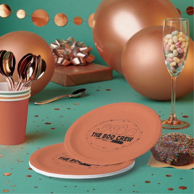 Orange Halloween Ghosts Paper Plates (Multi)