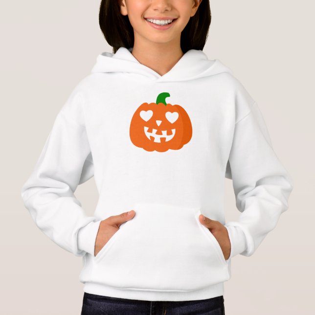 orange halloween heart pumpkin jack-o-lantern hoodie (Front)