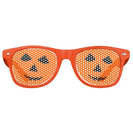 Orange Halloween Jack O Lantern Pumpkin Face Retro Sunglasses