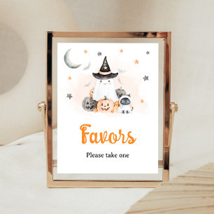 Orange Halloween Little Boo Favors Sign