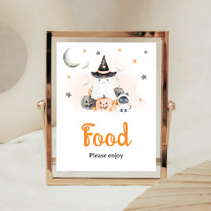 Orange Halloween Little Boo Food Sign