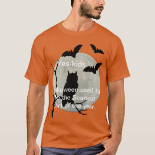 Orange Halloween Owl & Bats T-Shirt