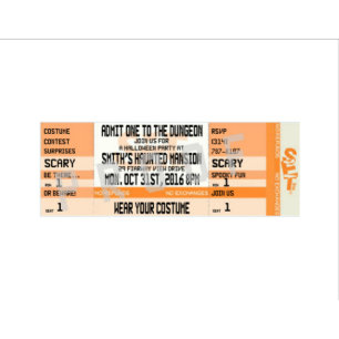 Orange Halloween Party Ticket Invitations