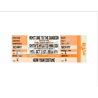 Orange Halloween Party Ticket Invitations