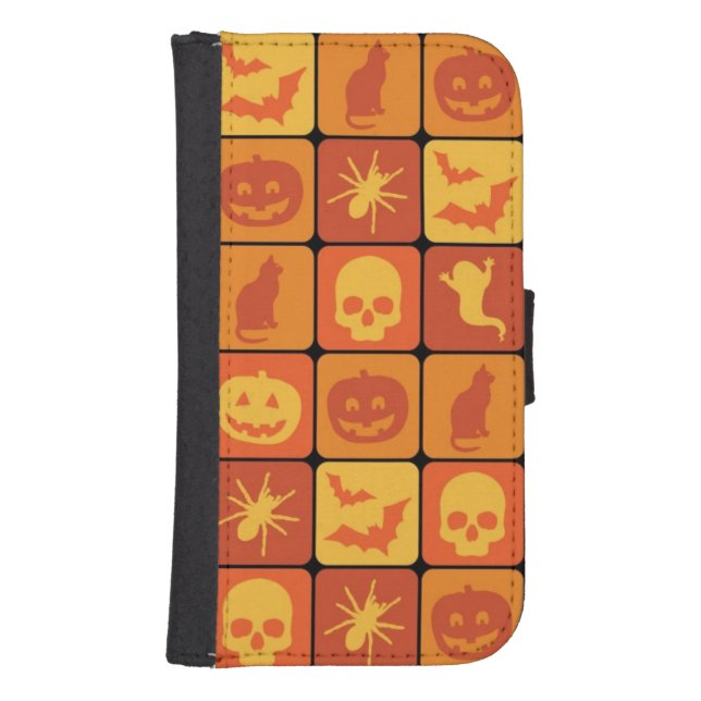 Orange Halloween Pattern Samsung Galaxy Wallet Case (Front)