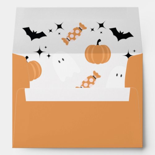 Orange Halloween Pumkins Ghost Return Address Envelope