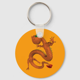 Orange Halloween Pumpkin Dragon Keychain