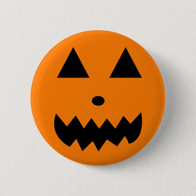 Orange Halloween Pumpkin Face Button (Front)