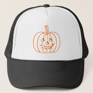 Orange Halloween Pumpkin Jack-O-Lantern Outline Trucker Hat