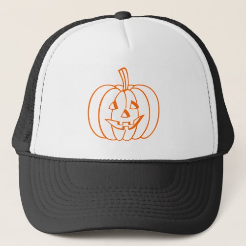 Orange Halloween Pumpkin Jack_O_Lantern Outline Trucker Hat