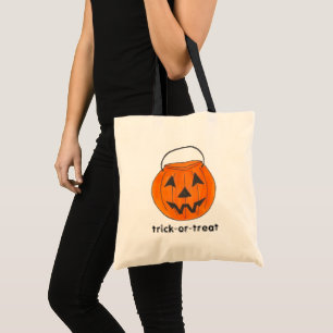 Orange Halloween Pumpkin Patch Trick or Treating Tote Bag