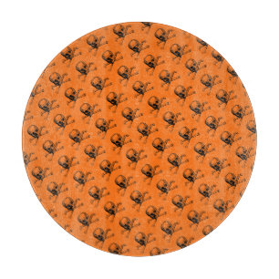 Orange Halloween Skull Cutting Board