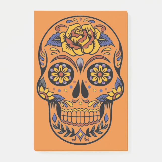 Orange Halloween Skull Post-it Notes (Front)