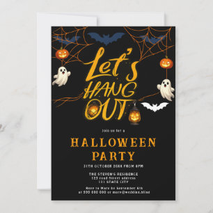 Orange Halloween Spider Hangout Script Party Invitation
