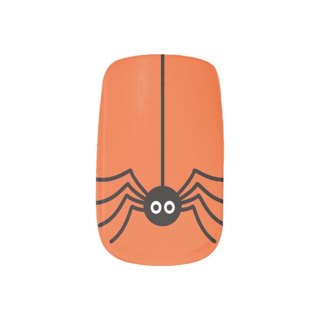 Orange Halloween Spider Minx Nail Art (Left Thumb)