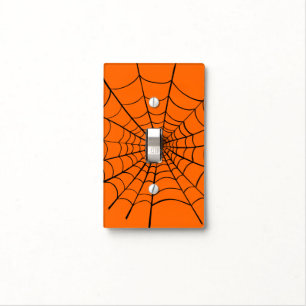 Orange Halloween Spider Web Light Switch Cover