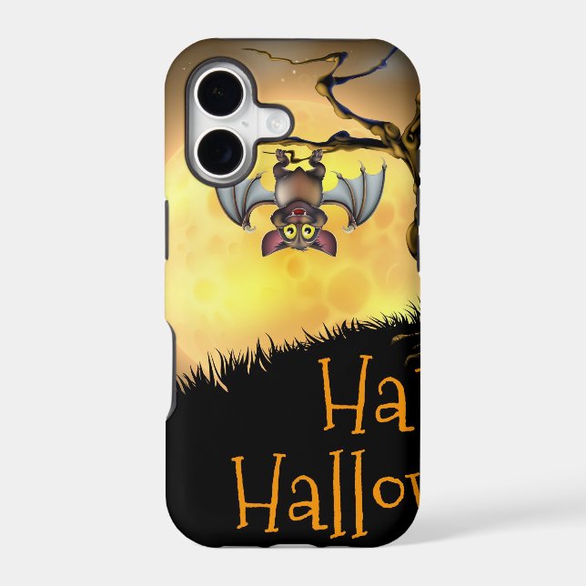 Orange Halloween Vampire Bat Background Iphone Case (Back)