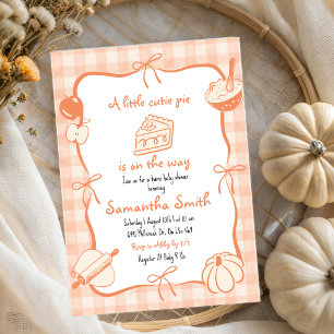 Orange Hand Drawn Cutie Pie Baby Shower Invitation