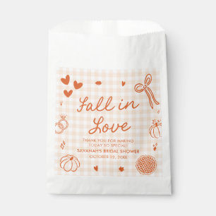 Orange Hand Drawn Fall in Love Bridal Shower Favor Bag