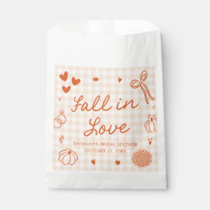 Orange Hand Drawn Fall in Love Bridal Shower Favor Bag