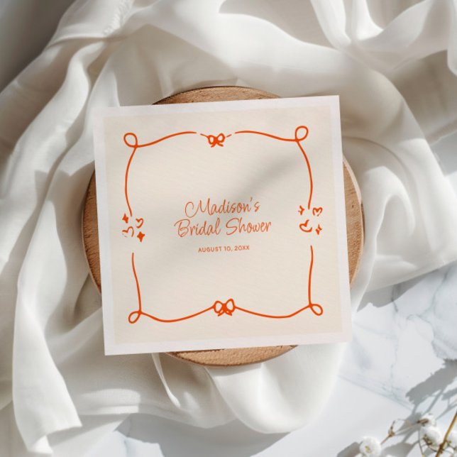 Orange Hand Drawn Frame Bridal Shower  Napkins (Creator Uploaded)