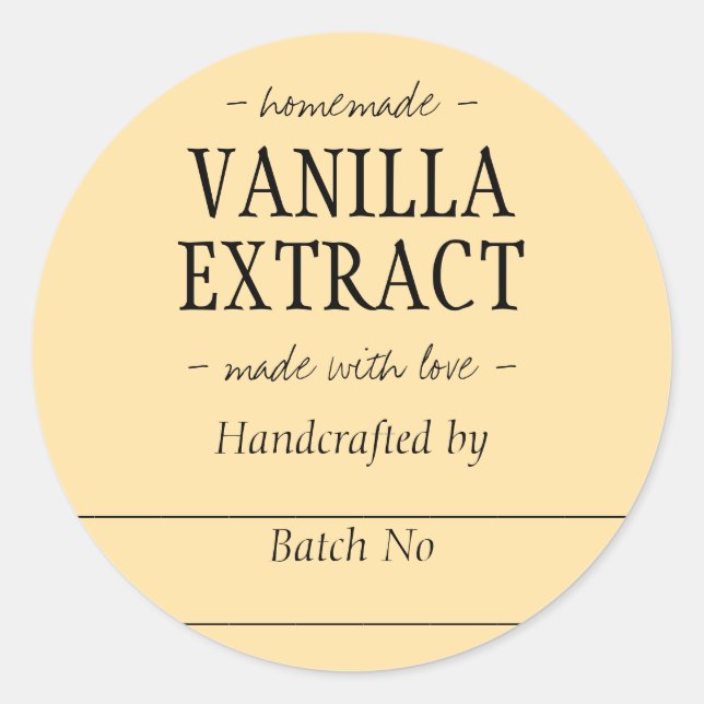 Orange Handcrafted Vanilla Extract Kitchen Jar Classic Round Sticker (Front)