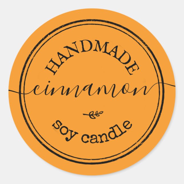 Orange Handmade Script Black Border Product Label (Front)