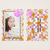 Orange HandPrint Girls Polkadot Birthday PhotoCard (Front & Back)