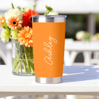 Orange Handwritten Text Elegant Insulated Tumbler