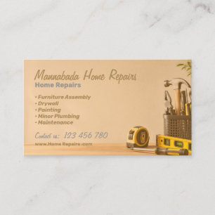 Orange Handyman Home Repair Maintenance Service Business Card