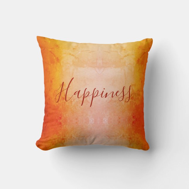 Orange Happiness Throw Pillow (Front)
